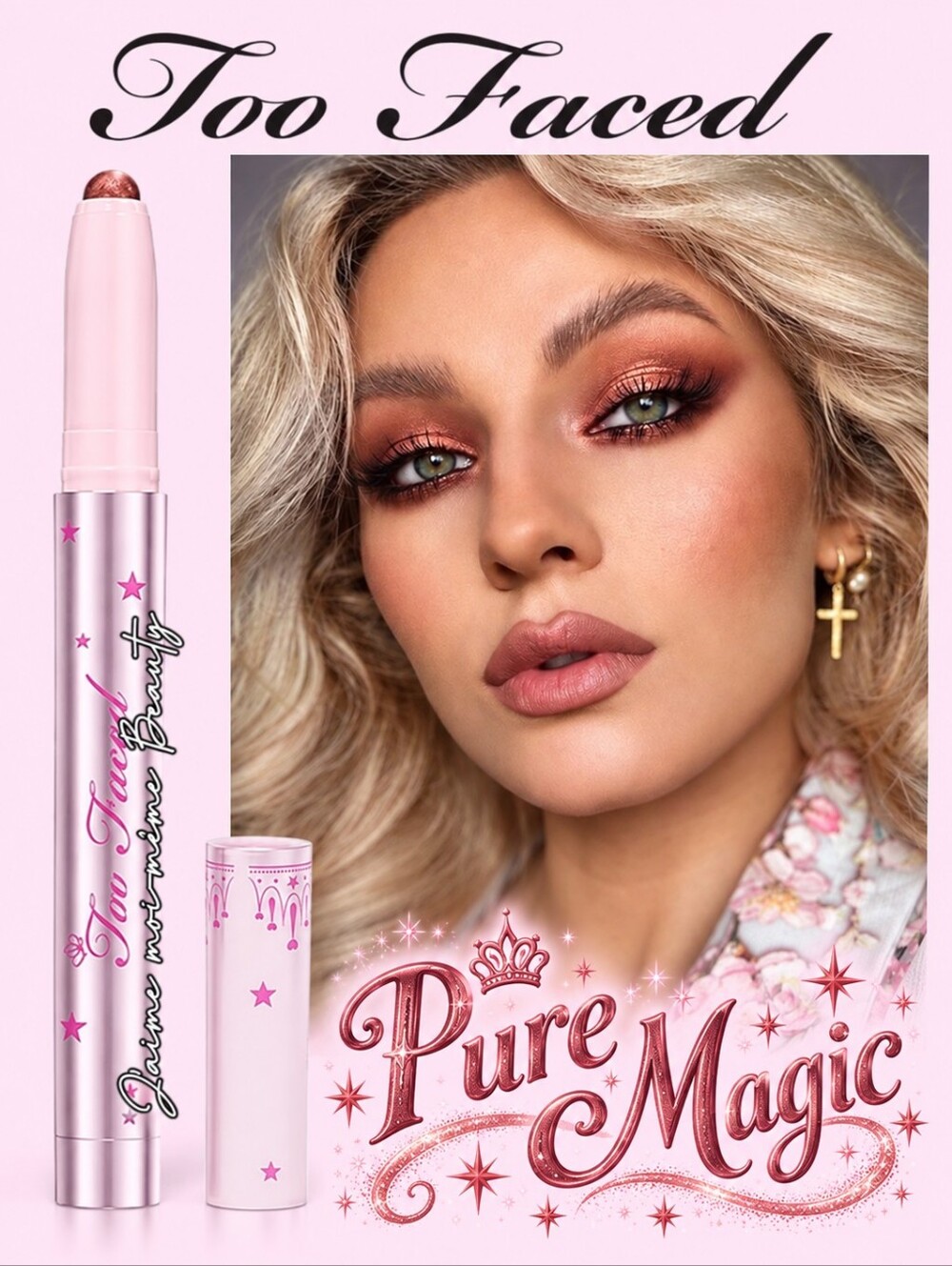 Too Faced Pure Magic Eyeshadow Stick — Copper Shimmer W Metallic Red Sparkle
